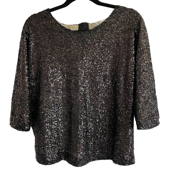 Lovers + Friends Revolve Black Sequin Intuition Top w/ Petal Back, Size M - Picture 2 of 8